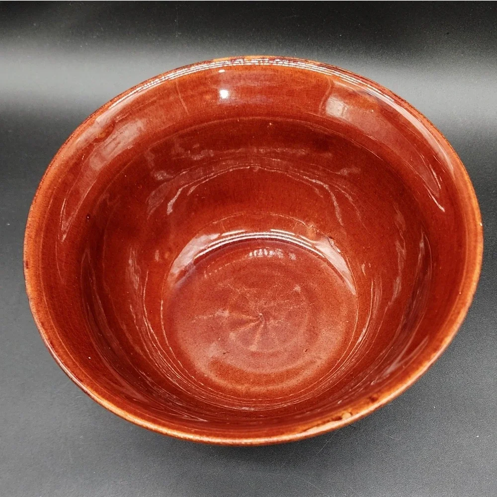 Mar-Crest Brown Stoneware Ribbed Bowl Vintage MCM Kitchen Farmhouse Rustic Decor